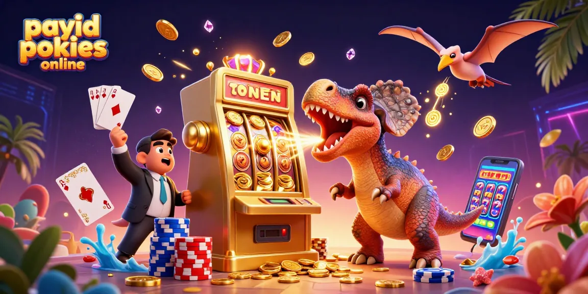 Experience thrilling payid pokies online action with playful characters in a vibrant casino scene.