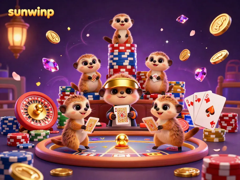 Experience the excitement of sunwinp with playful meerkats orchestrating a lively casino operation.
