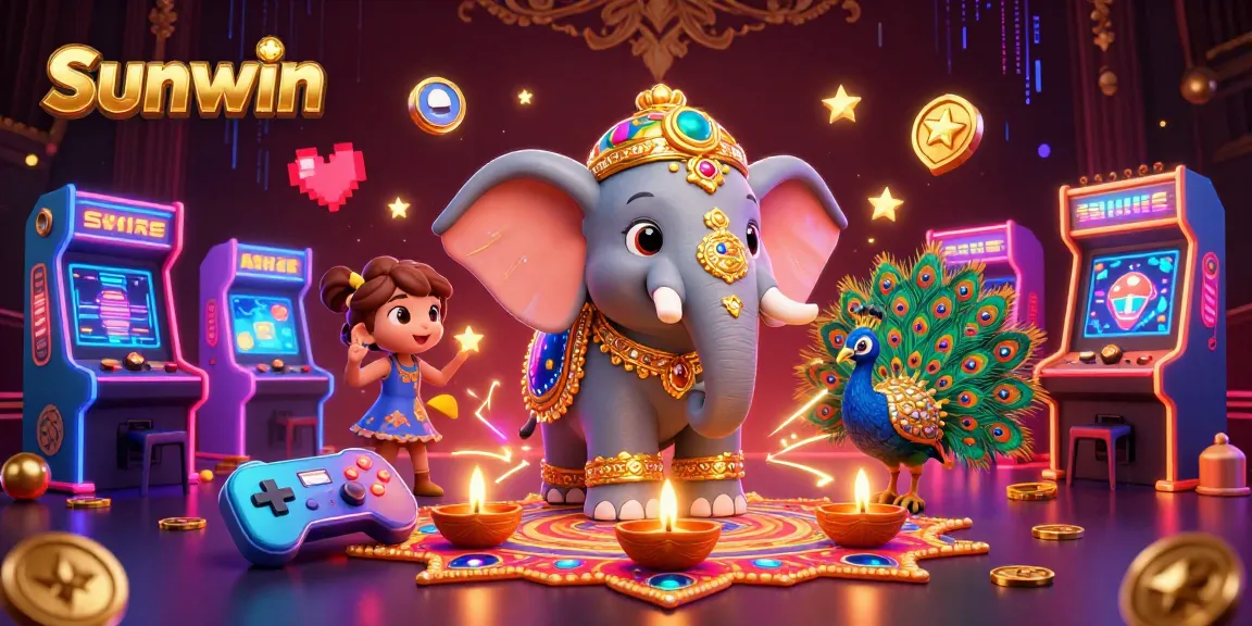 Experience the excitement of Sunwin through dynamic gaming visuals, showcasing vibrant casino elements and engaging characters.