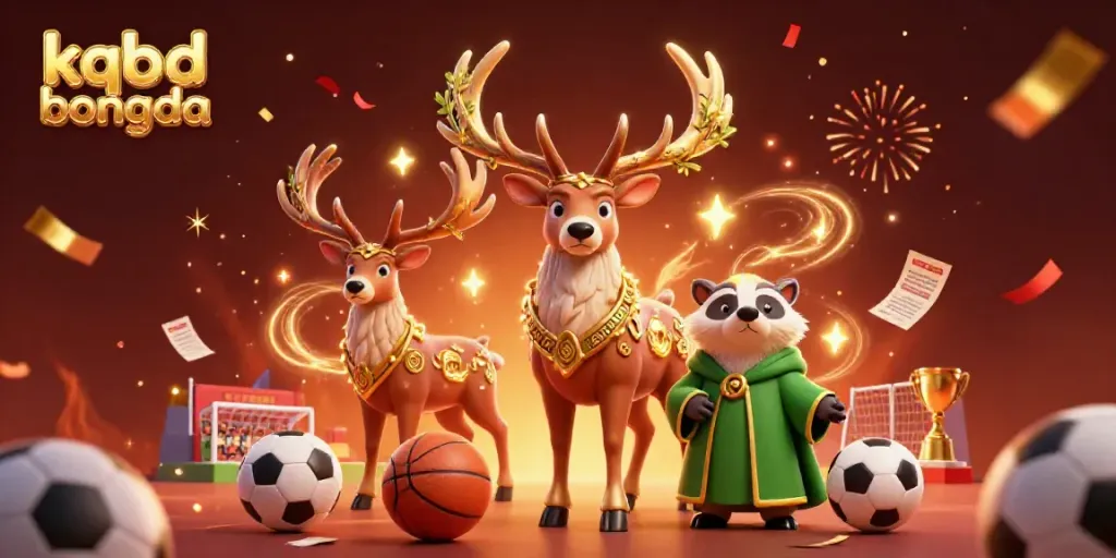 Engage in thrilling sports betting with kqbd bongda as dynamic characters celebrate amidst stadium elements and festive confetti.