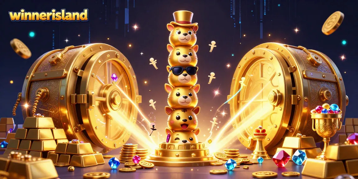 winnerisland showcases vibrant casino elements with a totem pole and treasures in 3D illustration
