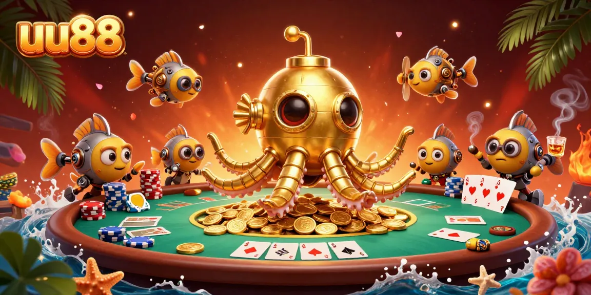 Engage in thrilling poker at uu88 with a stunning underwater casino scene.