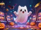 Aureon engages players with a vibrant casino scene featuring a ghost cat, vampire bat, and glowing jack-o-lanterns.